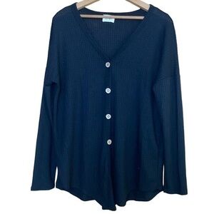 Bibi waffle weave knit pullover black top black small NWOT